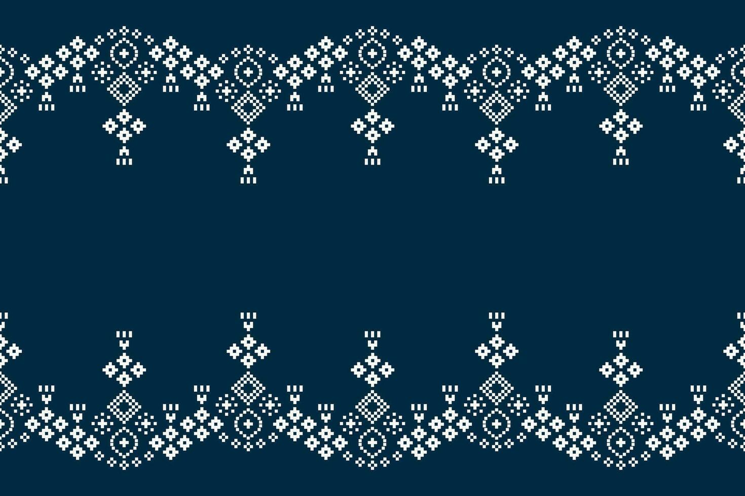 Ethnic geometric fabric pattern Cross Stitch.Ikat embroidery Ethnic oriental Pixel pattern blue background. Abstract,vector,illustration. Texture,clothing,frame,decoration,motifs,silk wallpaper. vector