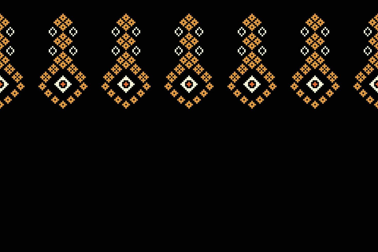 Ethnic geometric fabric pattern Cross Stitch.Ikat embroidery Ethnic oriental Pixel pattern black background. Abstract,vector,illustration. Texture,clothing,frame,decoration,motifs,silk wallpaper. vector