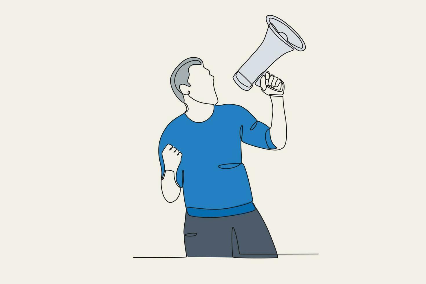 Color illustration of a man speaking up vector