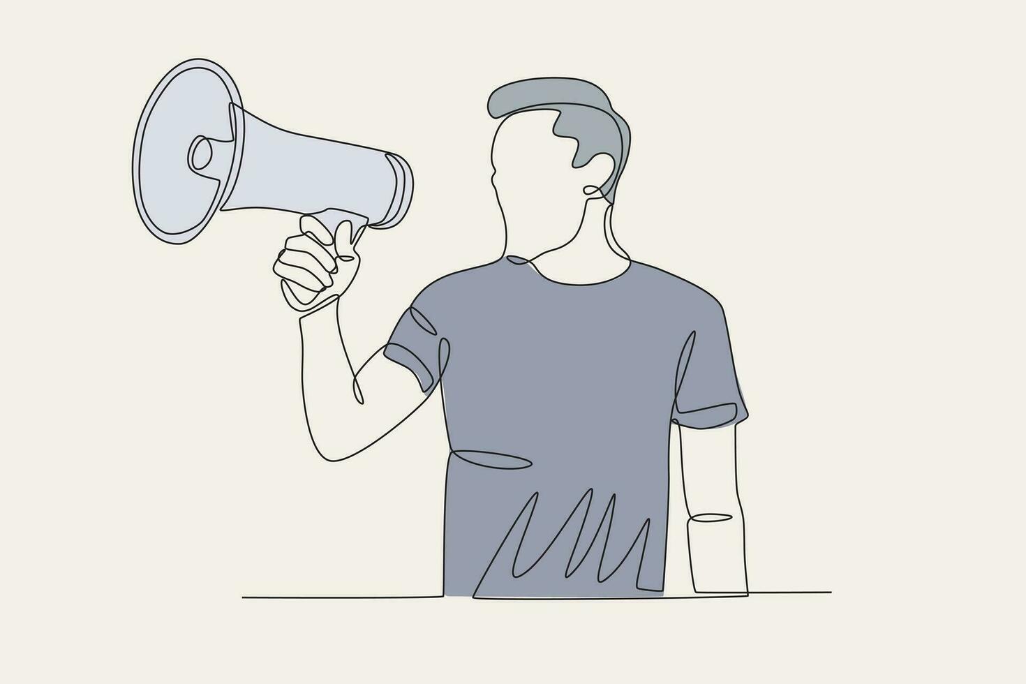 Color illustration of a man speaking up emphatically vector