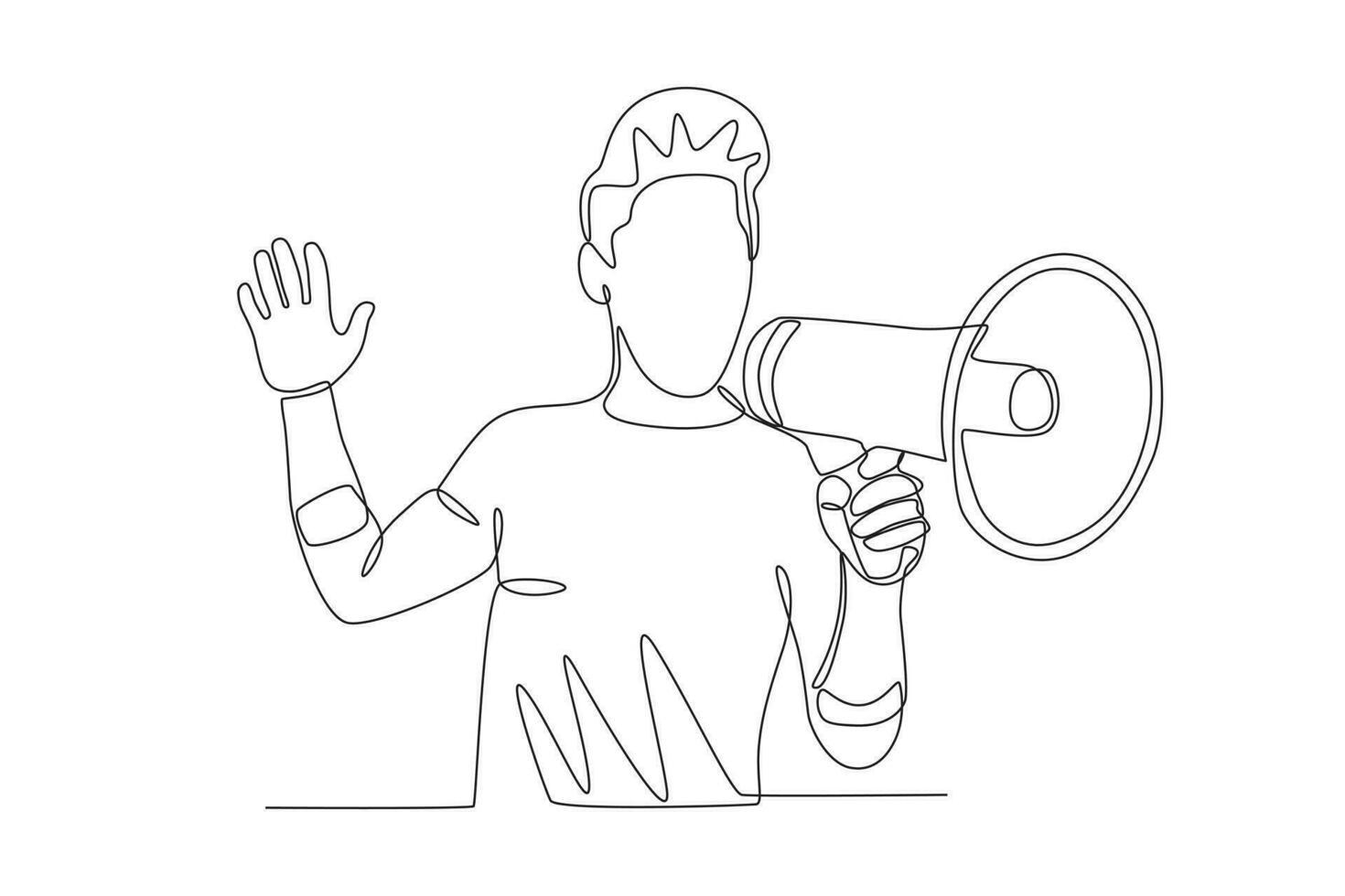 Front view of a man speaking up vector