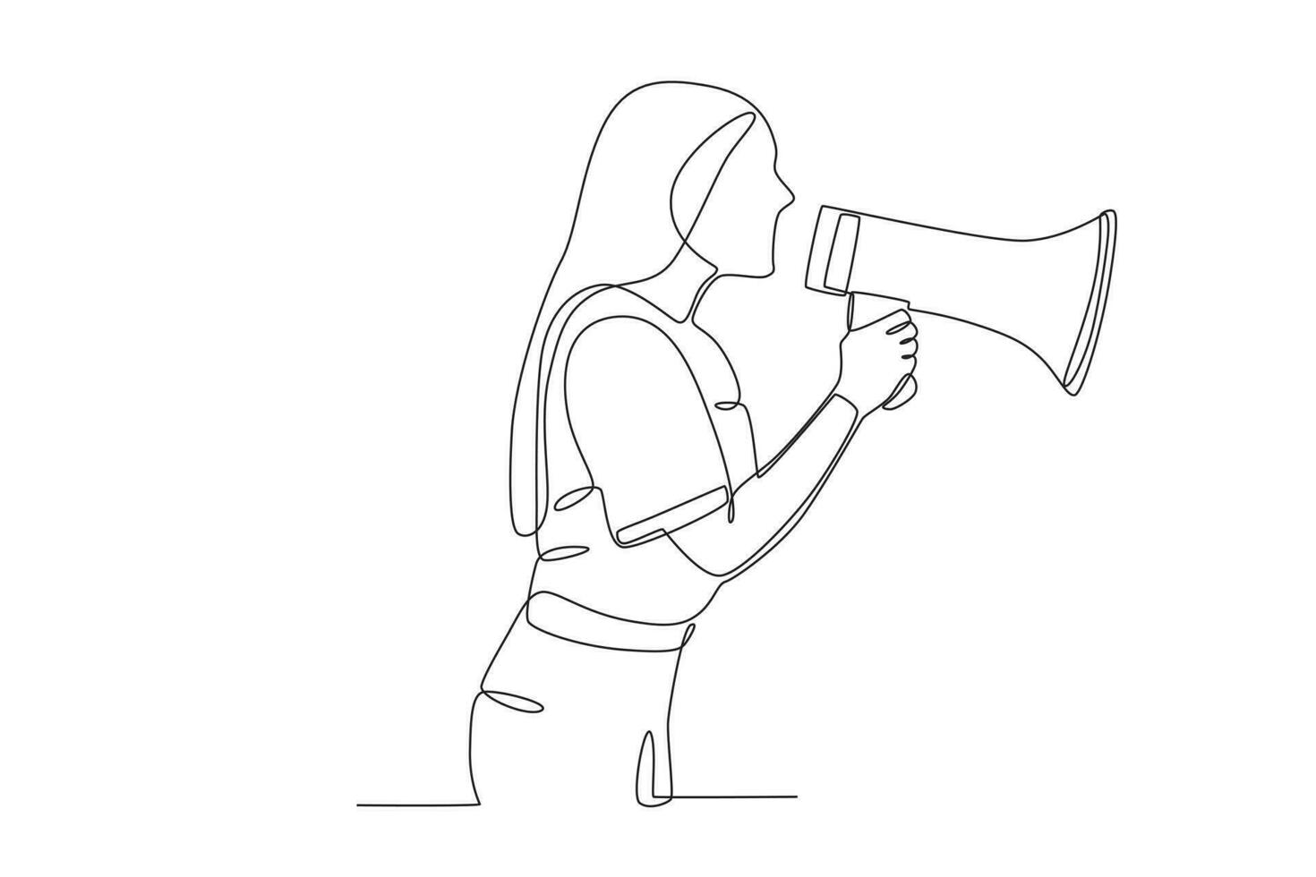 Side view of a woman speaking up vector