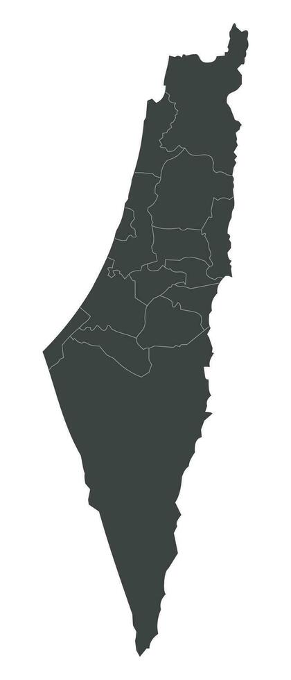 Detailed map of palestine. Palestine map. Grey silhouette. Vector illustration