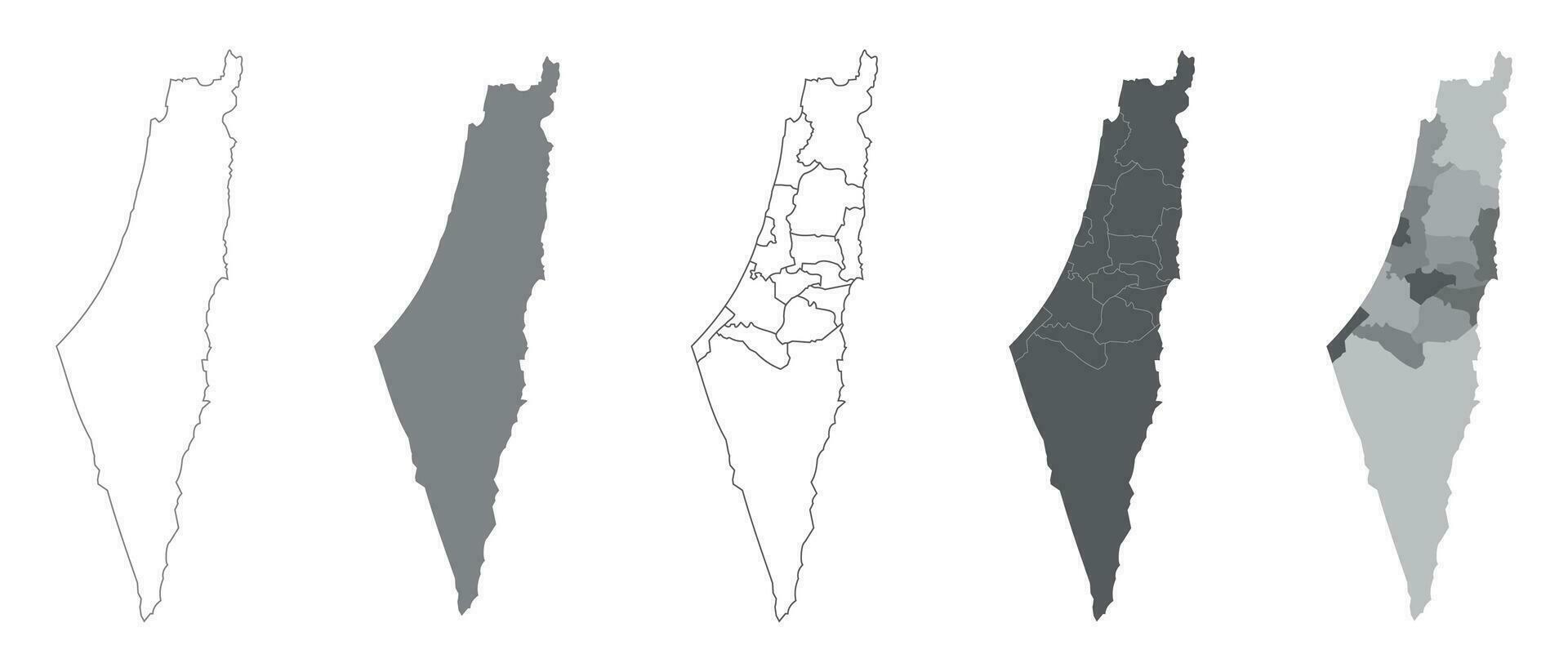 Set map of palestine. Detailed map of palestine. Grey silhouette. Palestine map. Vector illustration