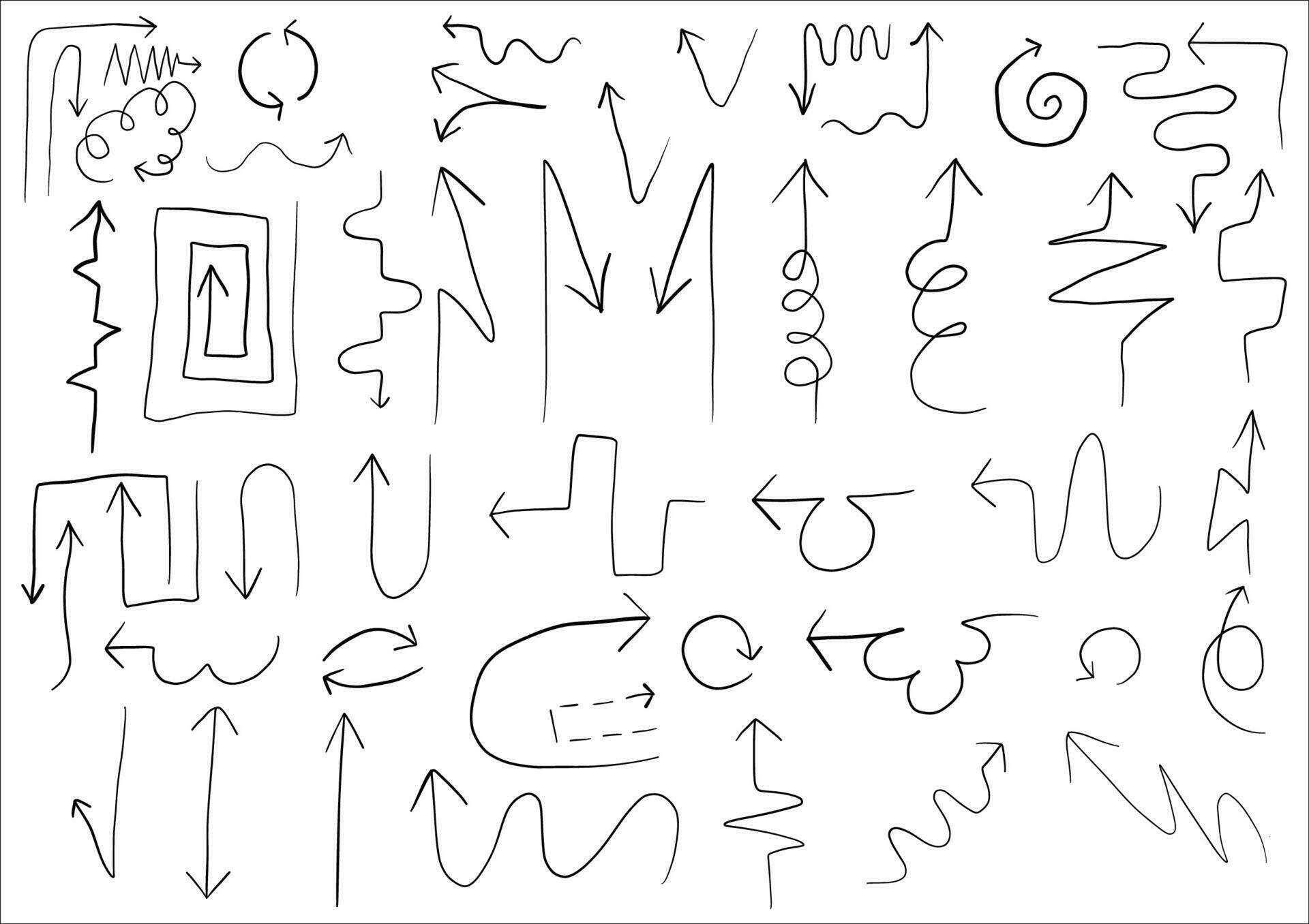 Set of vector hand drawning arrows.directions signs or symbols,arrow