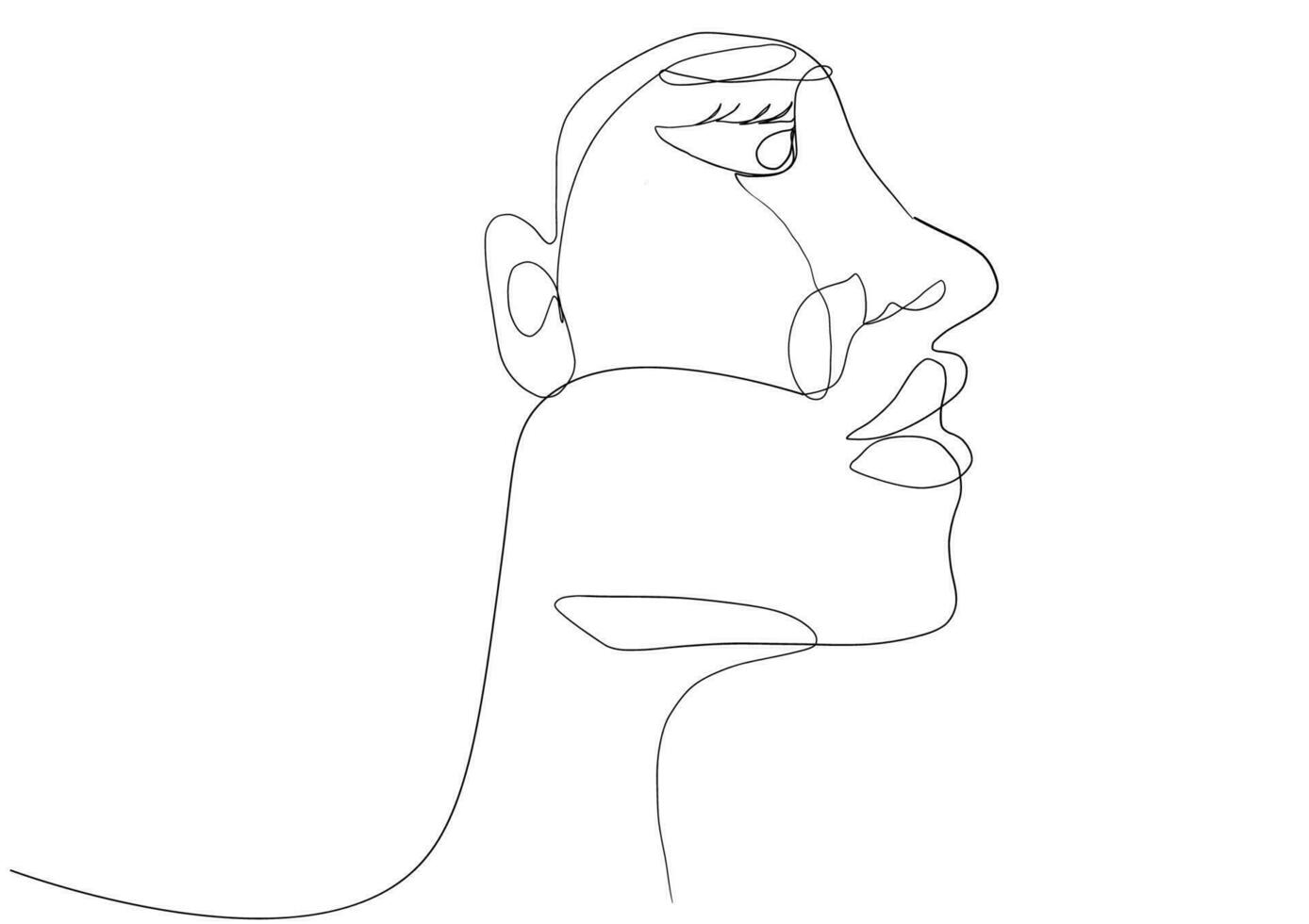 continuo línea dibujo de cara mujer.abstracta línea Arte retrato, línea continua dibujo lineal, vector minimalismo estilo y bosquejo retrato concepto.