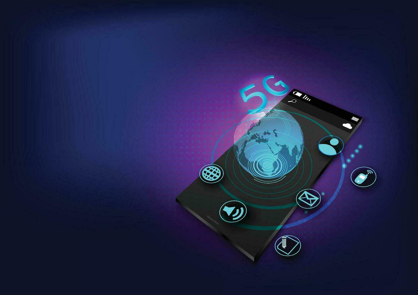 Technology with Smartphone digital logo.Abstract cyber security and fingerprints blue light.Mobile app,innovation,digital technology, program developers.Vector modern technology and Internet things. vector
