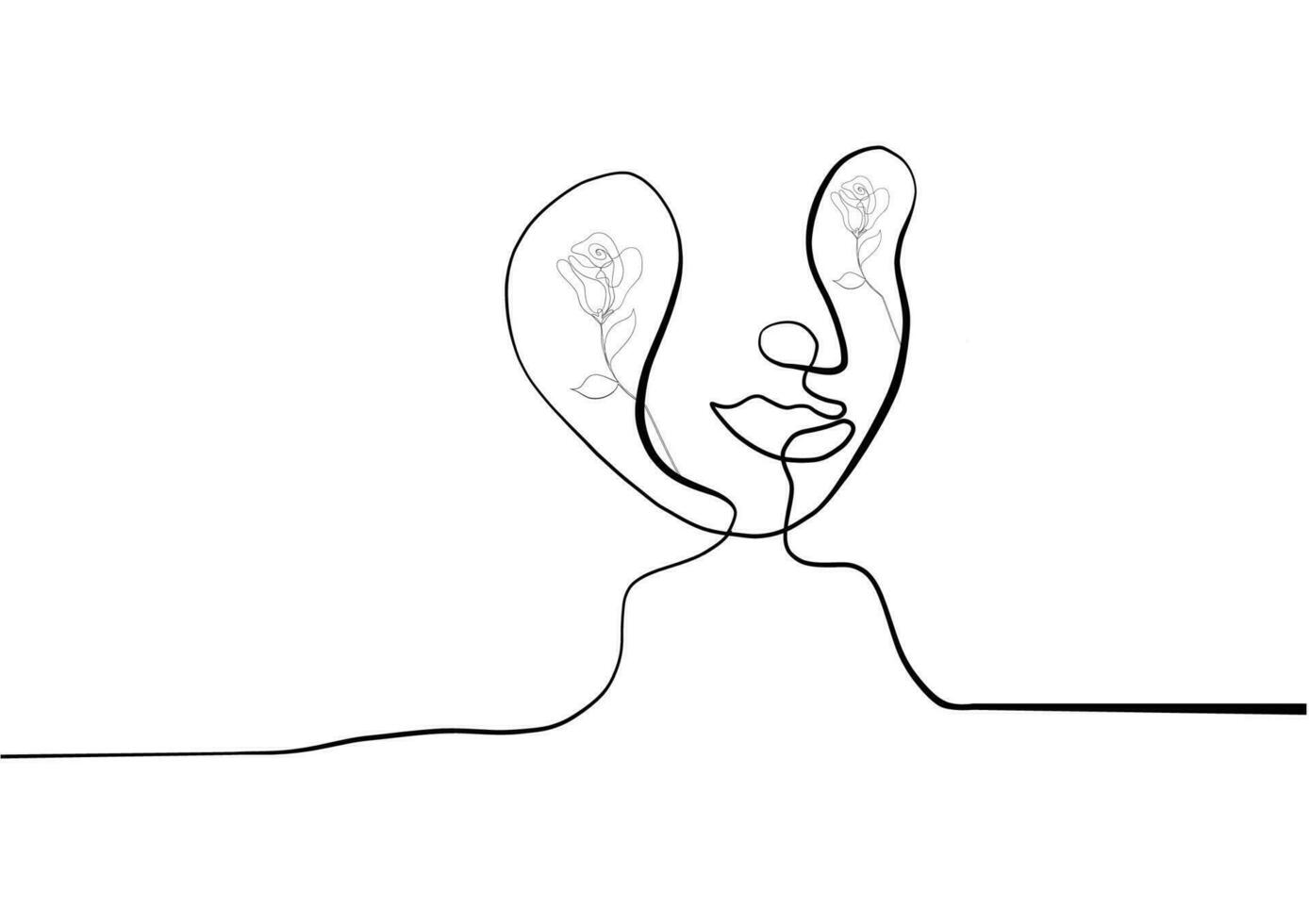 Continuous line drawing of face woman.Abstract line art portrait, Line,continuous line,drawing, Vector minimalism style and sketch portrait  concept.