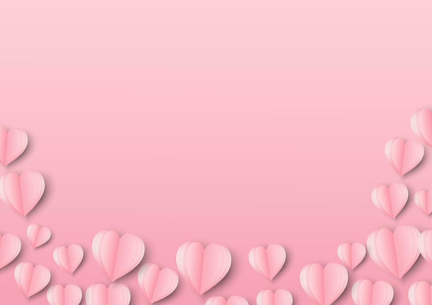 papel Arte de amor y origami hecho forma de corazón en pastel rosado volador con Copiar espacio.madre día feliz mujer, vector San Valentín día y papel cortar concepto.