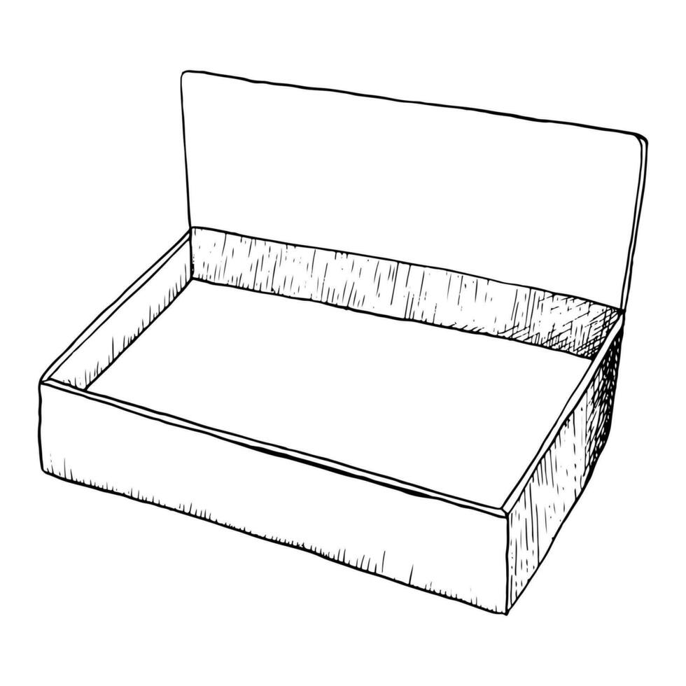 Vector simple cardboard box for donuts and pastry line Illustration. Empty blank box template