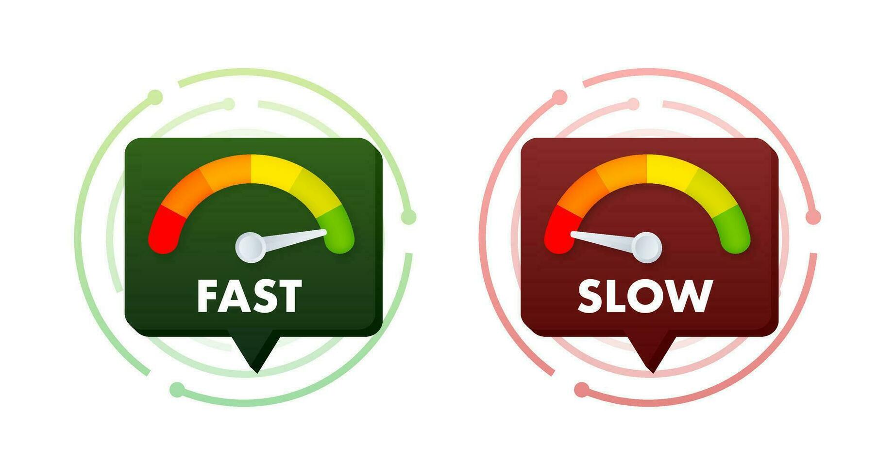 Network Speed Test Indicators Showing Fast and Slow Speeds, Vector Illustration for Internet Connection and Performance Analysis
