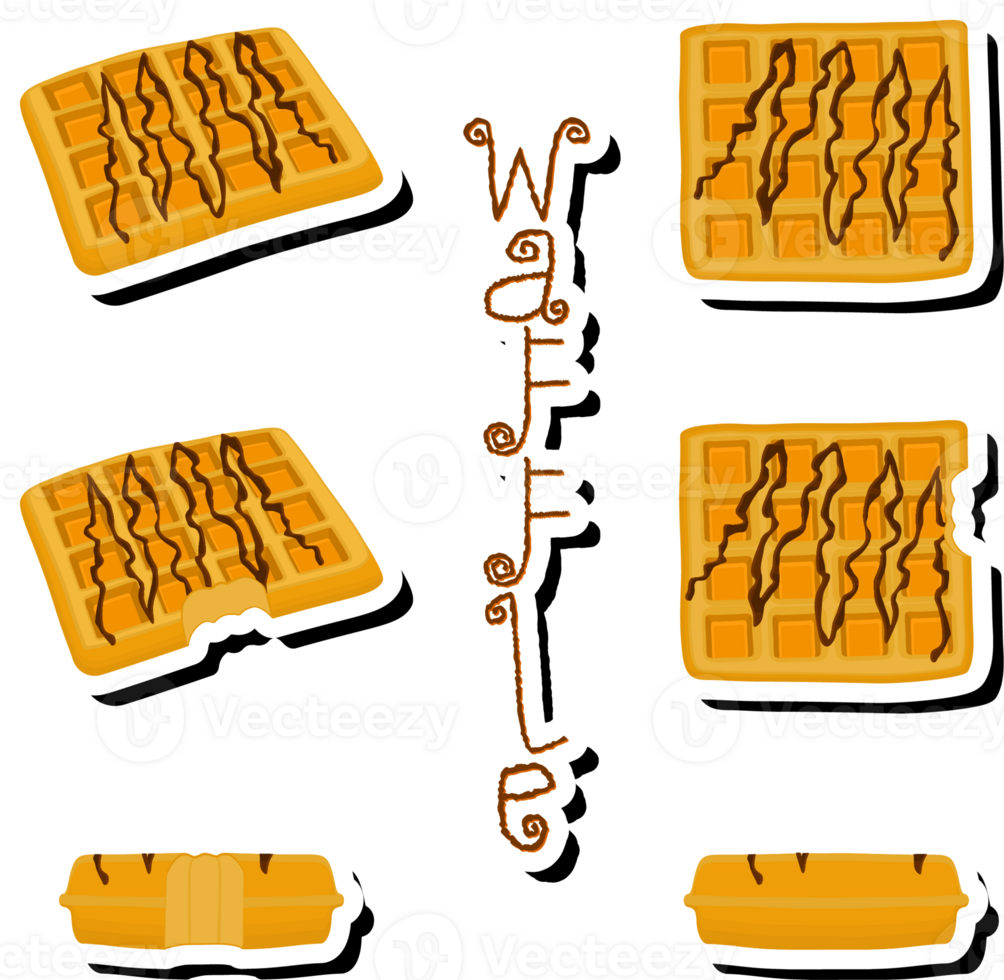 Illustration on theme big kit different types biscuit waffle with cell, dessert cookie png