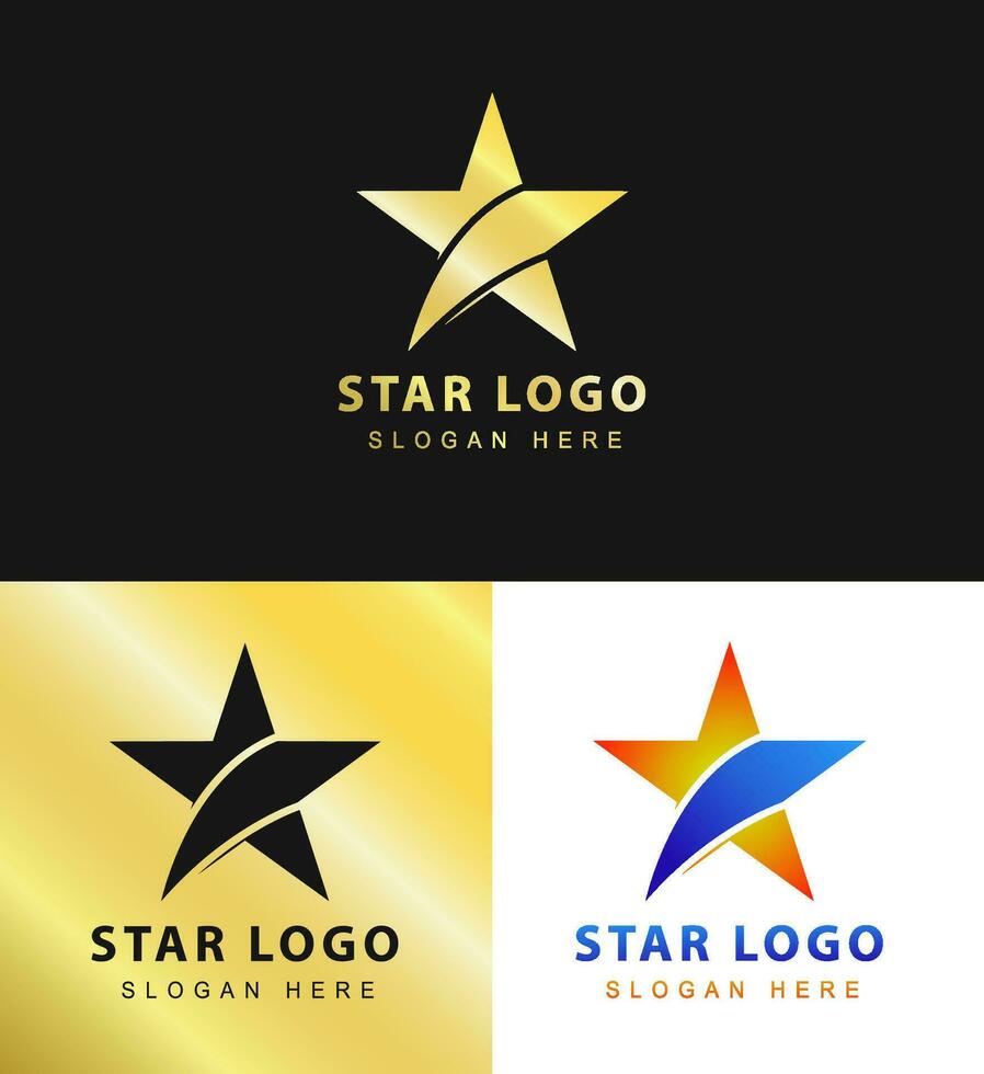 Silver and gold vector graphic, for company leader symbol with star shape. star logo