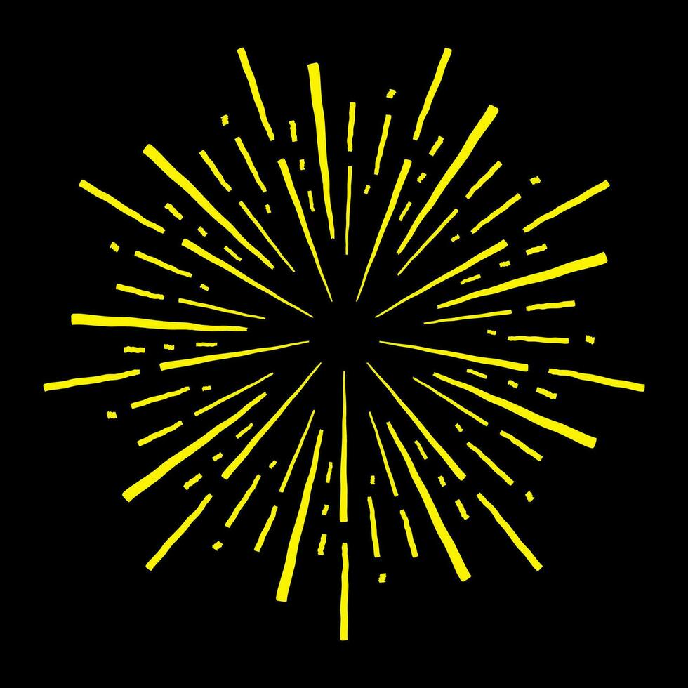 sunburst, light rays in line art. Bohemian symbol bursting sun rays, firework vector. vector