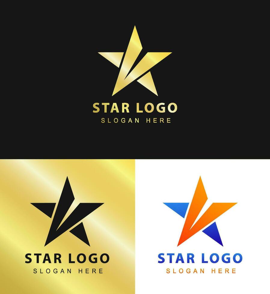 Silver and gold vector graphic, for company leader symbol with star shape. star logo