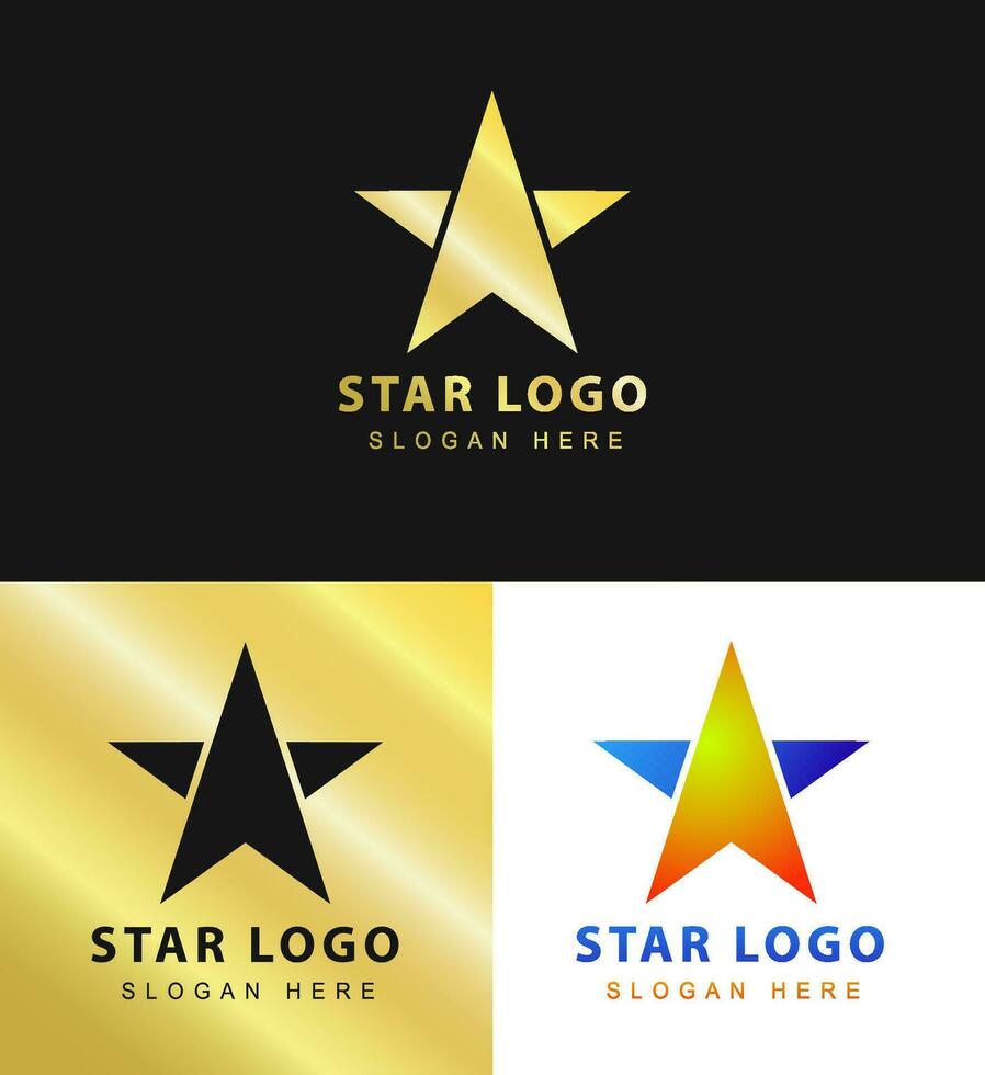 Silver and gold vector graphic, for company leader symbol with star shape. star logo