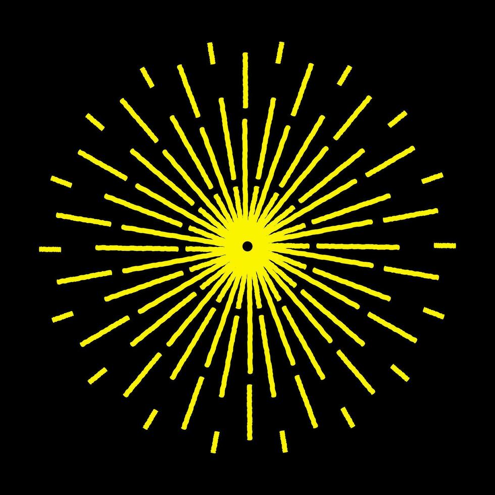 sunburst, light rays in line art. Bohemian symbol bursting sun rays, firework vector. vector