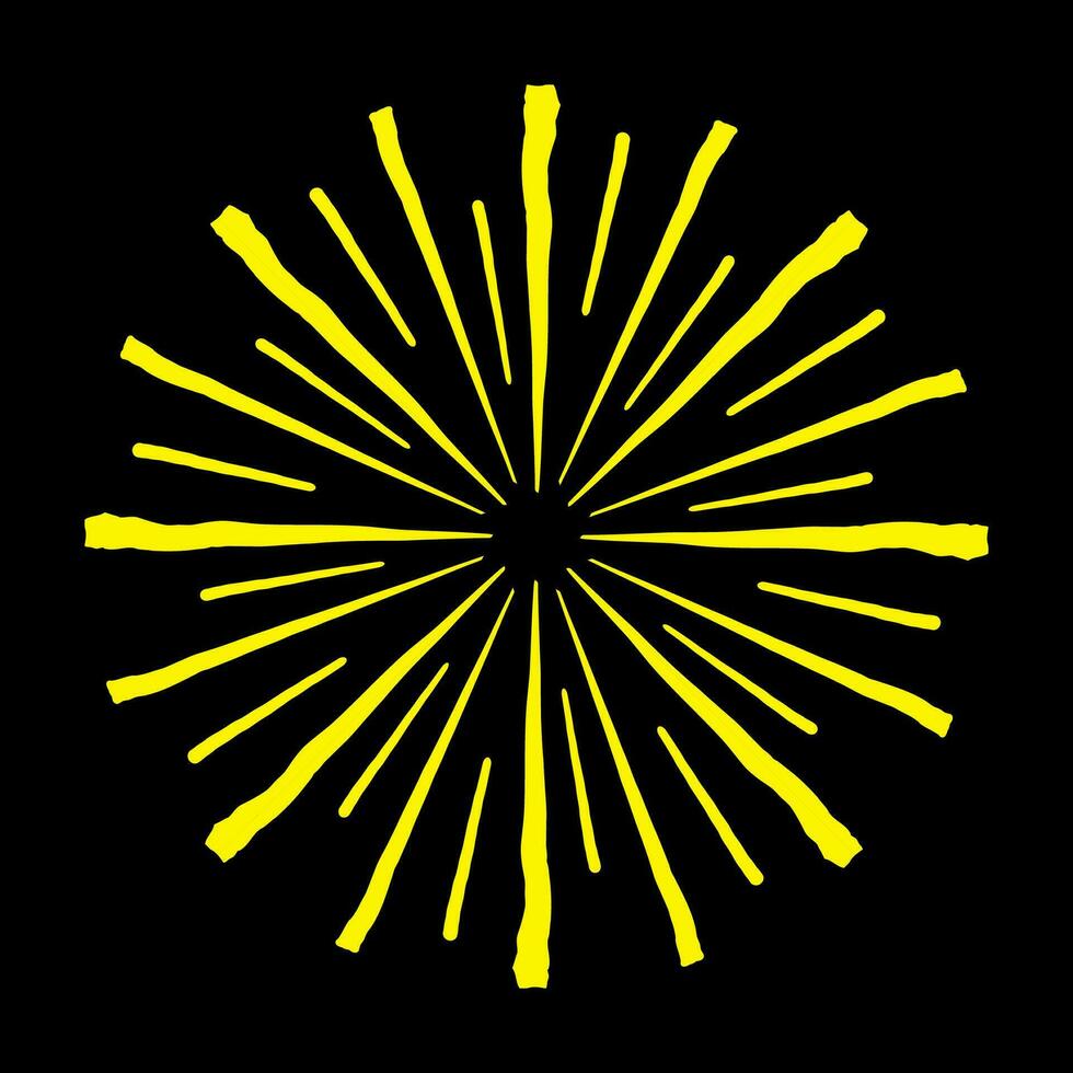 sunburst, light rays in line art. Bohemian symbol bursting sun rays, firework vector. vector