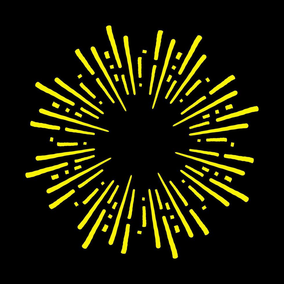 sunburst, light rays in line art. Bohemian symbol bursting sun rays, firework vector. vector