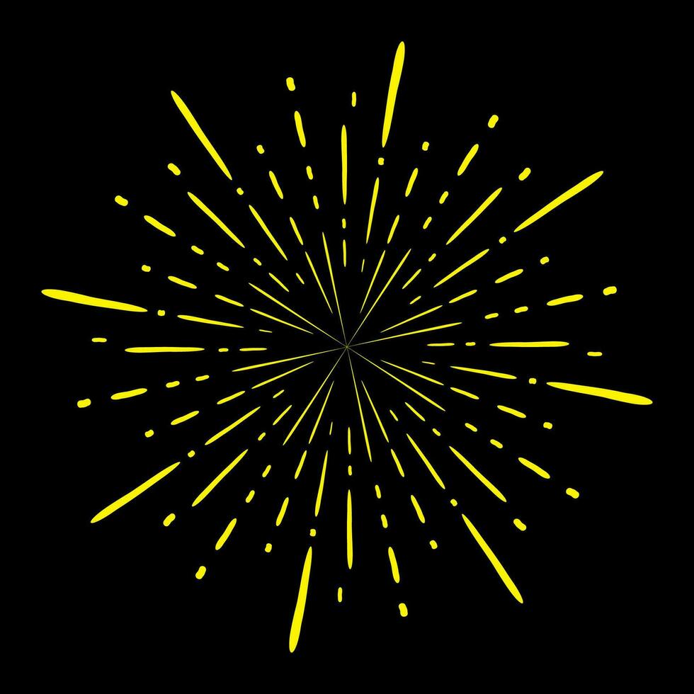 sunburst, light rays in line art. Bohemian symbol bursting sun rays, firework vector. vector