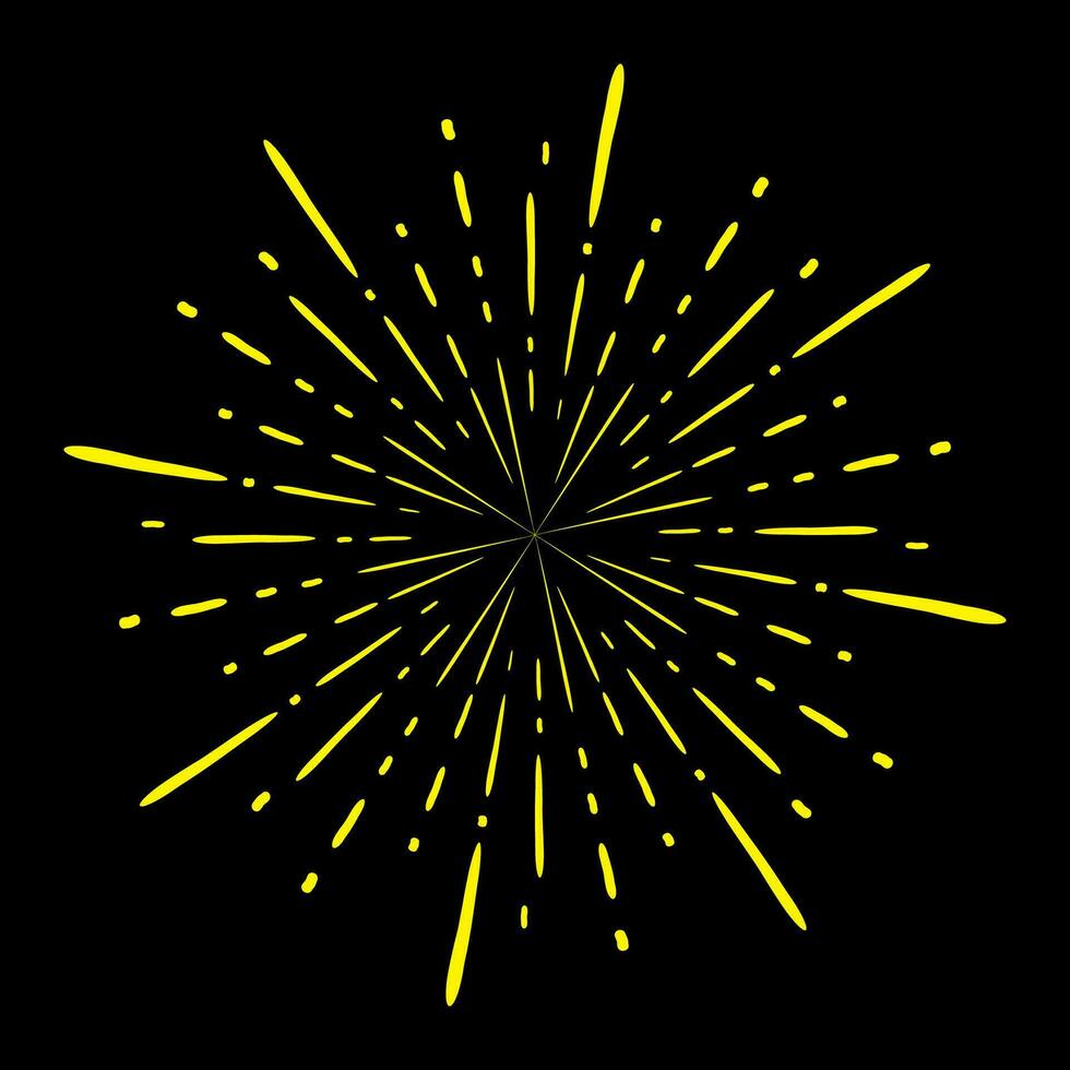 sunburst, light rays in line art. Bohemian symbol bursting sun rays, firework vector. vector