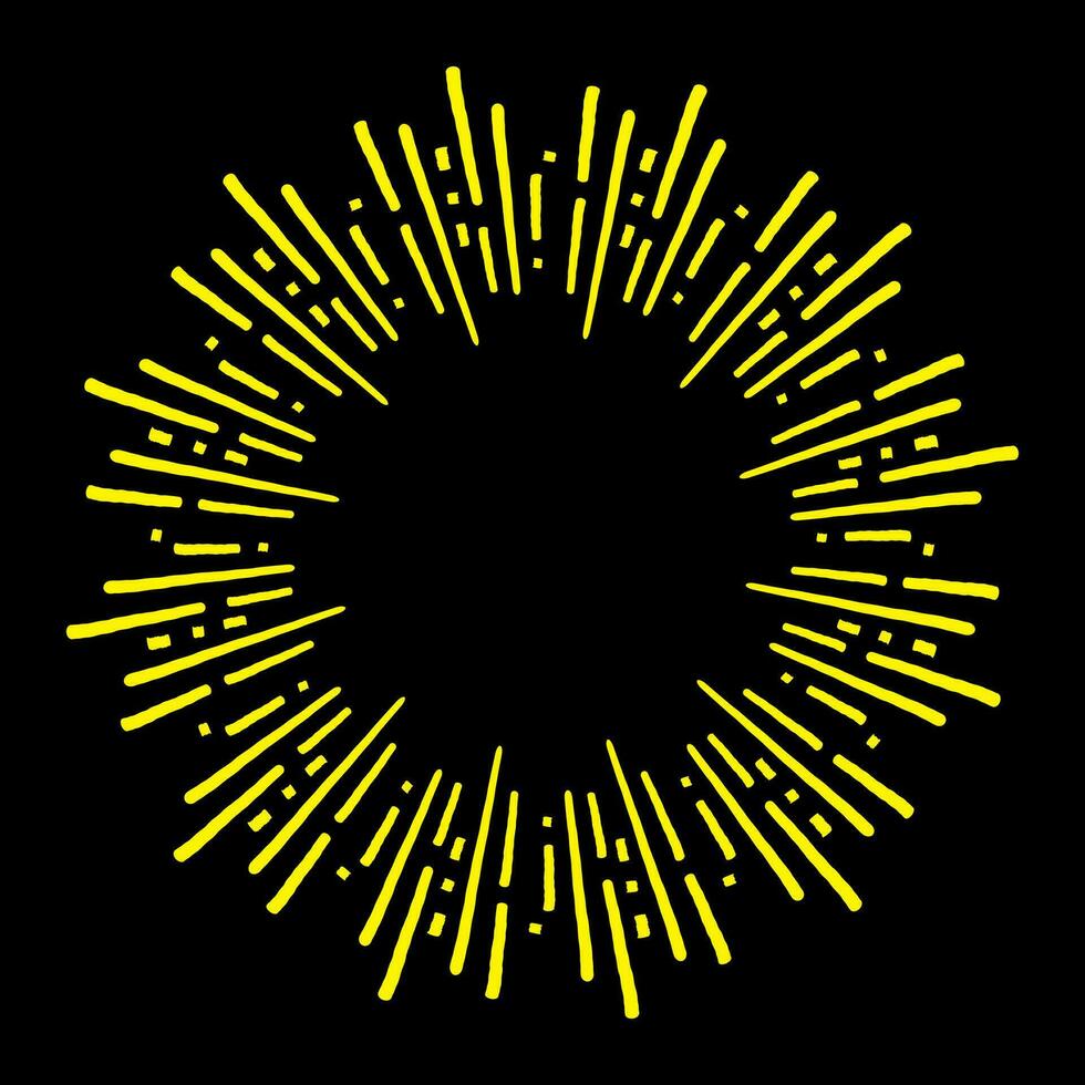 sunburst, light rays in line art. Bohemian symbol bursting sun rays, firework vector. vector