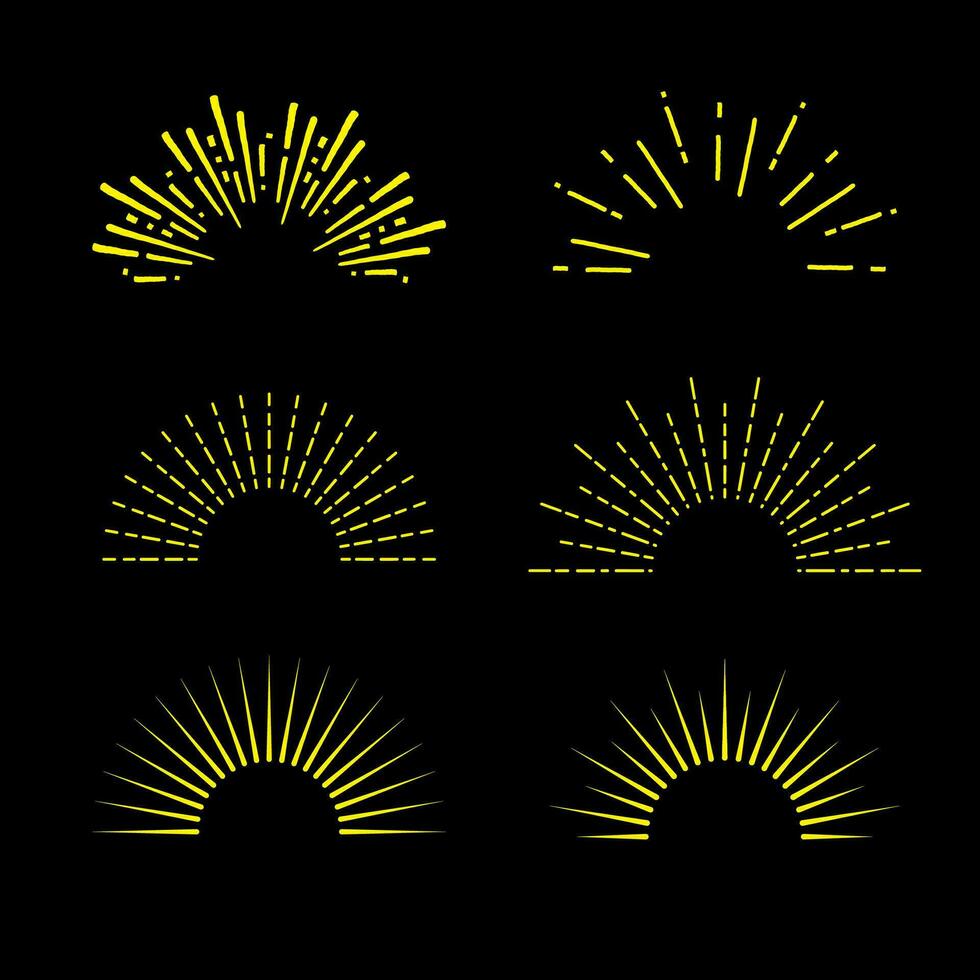 rayos de sol, ligero rayos en línea Arte. bohemio símbolo muy lleno Dom rayos, Fuegos artificiales vector. vector