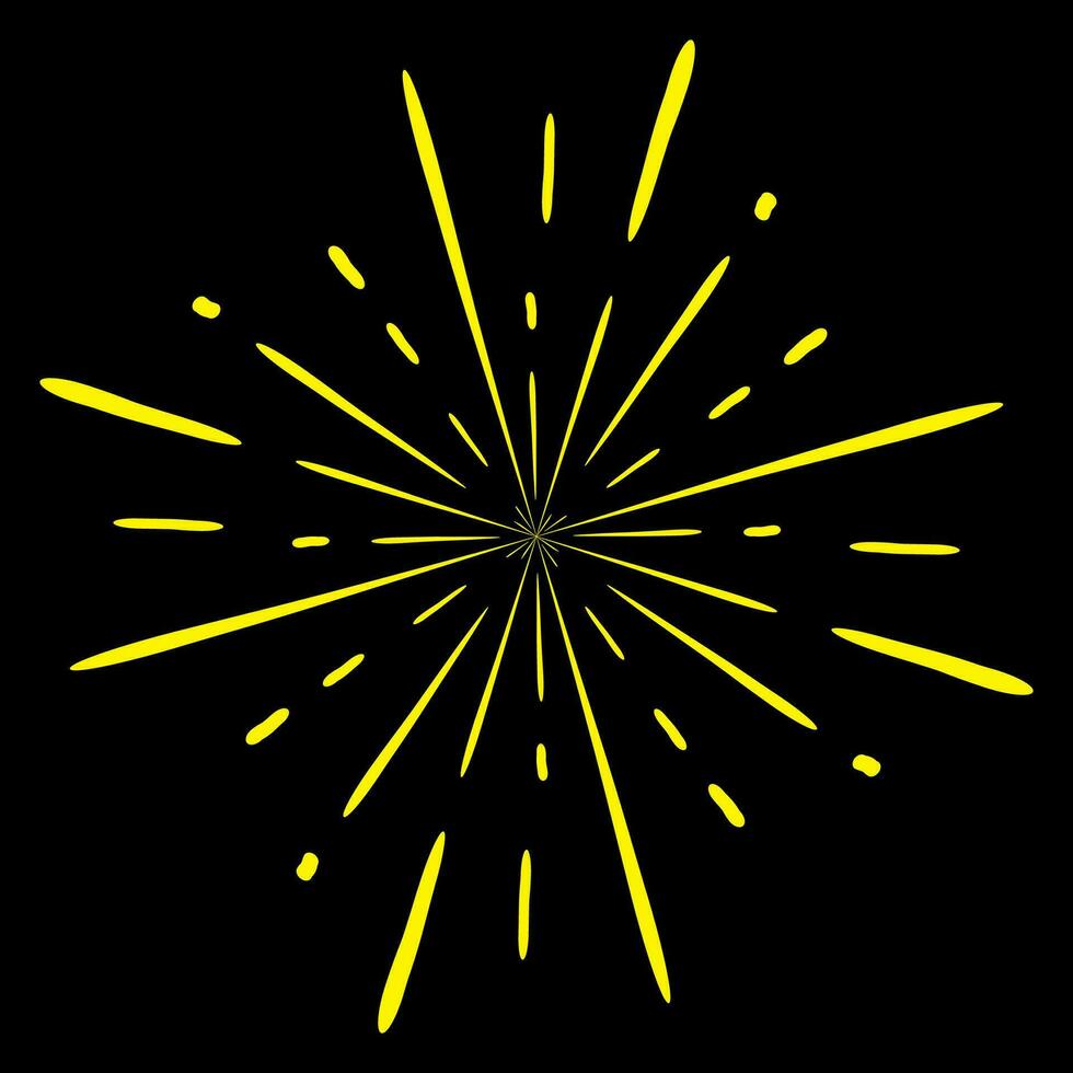 sunburst, light rays in line art. Bohemian symbol bursting sun rays, firework vector. vector