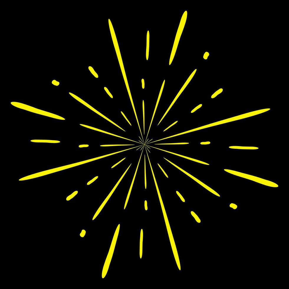 sunburst, light rays in line art. Bohemian symbol bursting sun rays, firework vector. vector