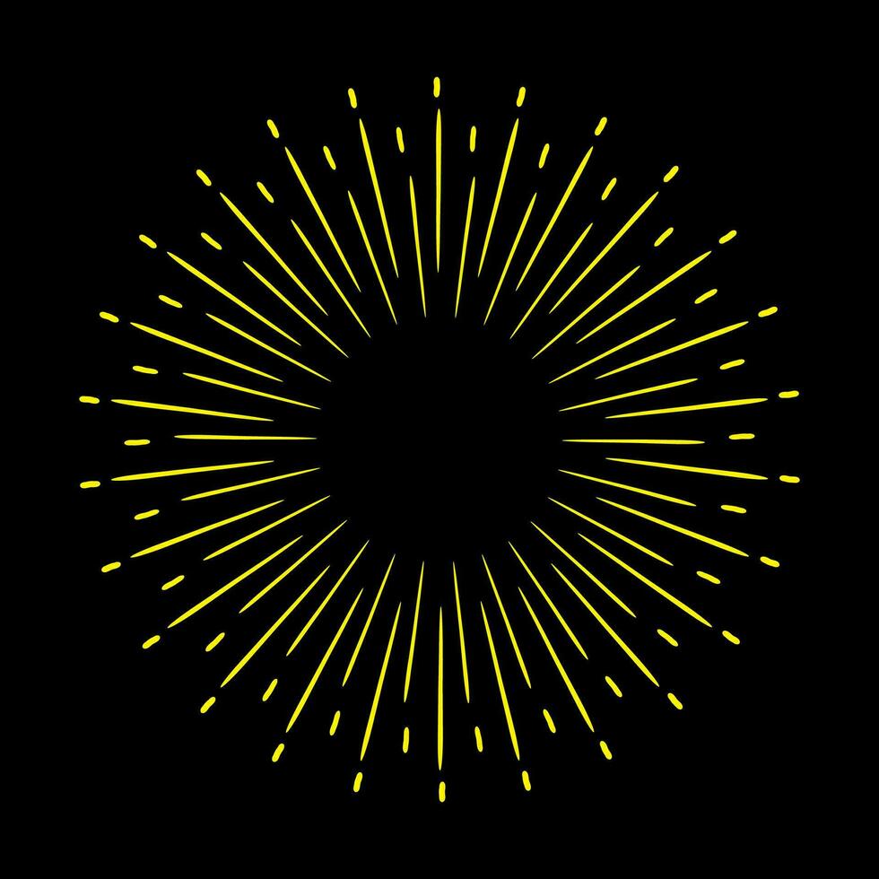 sunburst, light rays in line art. Bohemian symbol bursting sun rays, firework vector. vector