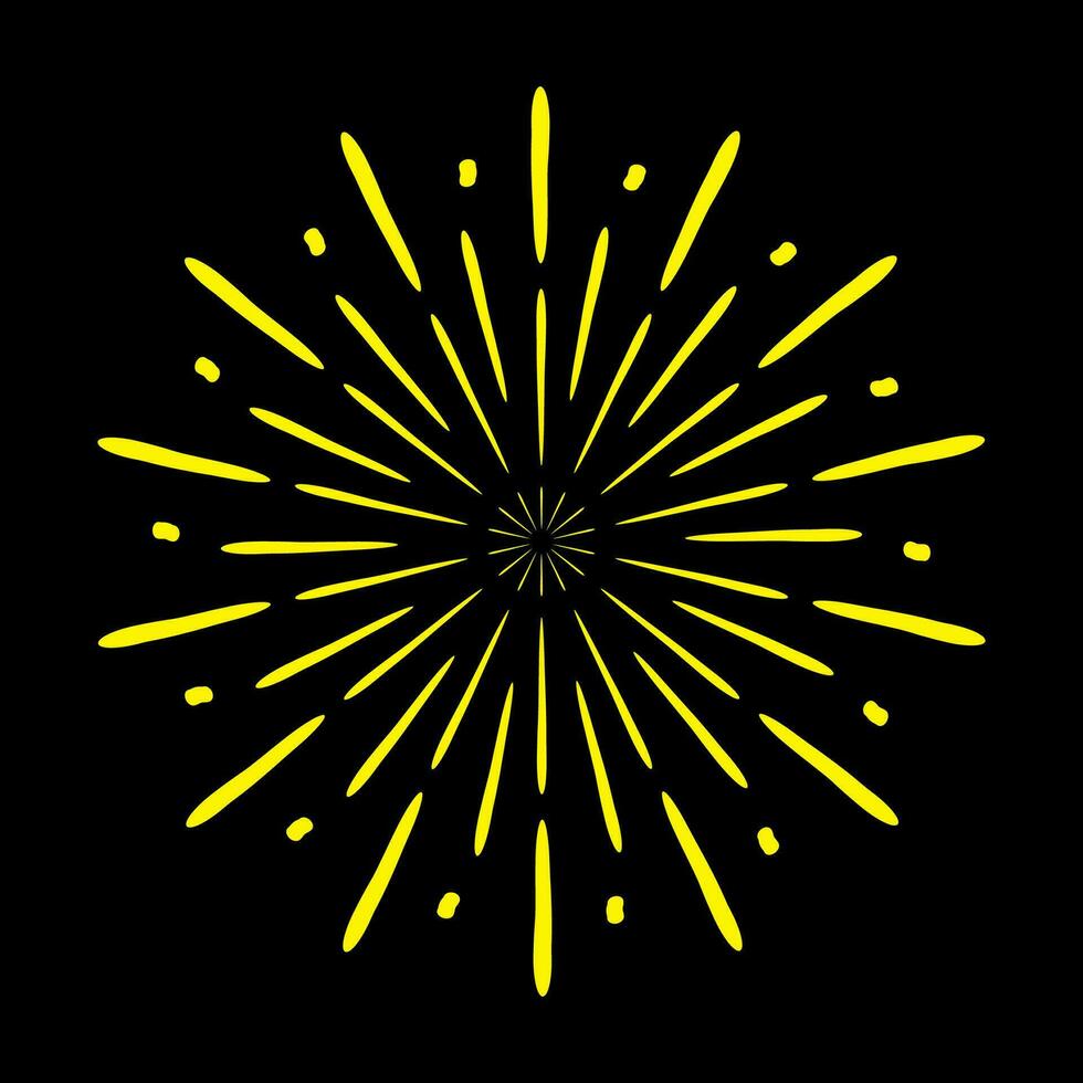 sunburst, light rays in line art. Bohemian symbol bursting sun rays, firework vector. vector