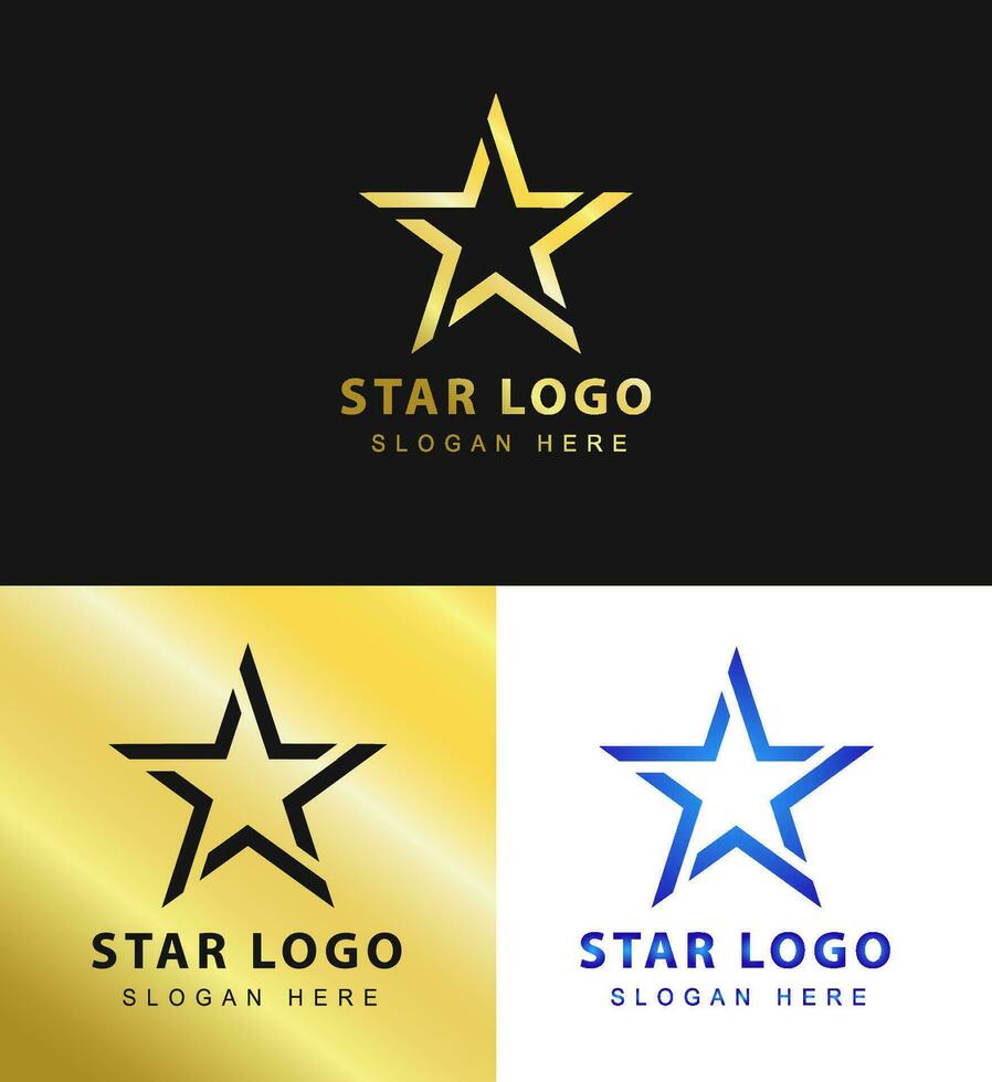 Silver and gold vector graphic, for company leader symbol with star shape. star logo