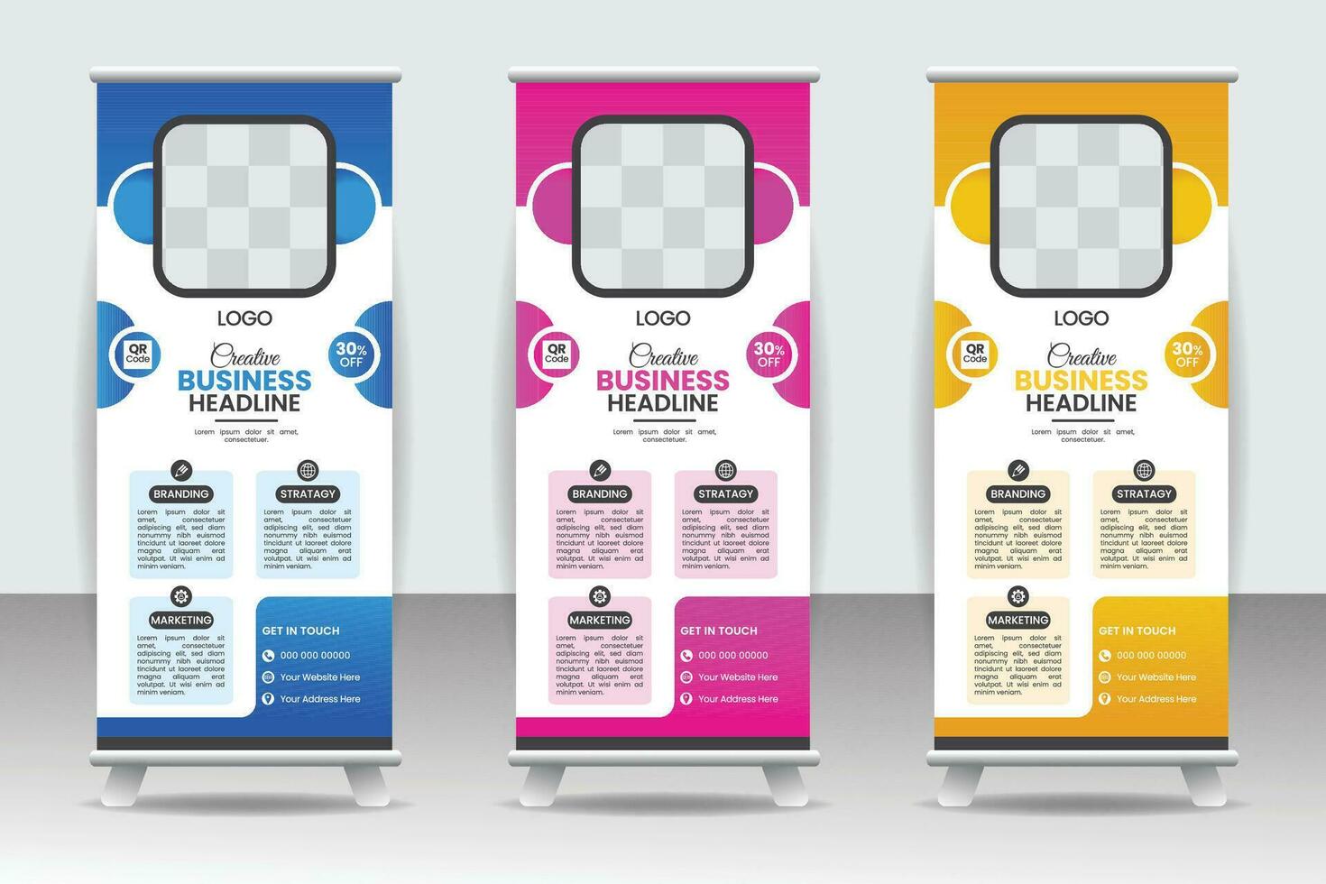 Corporate roll up banner design template vector
