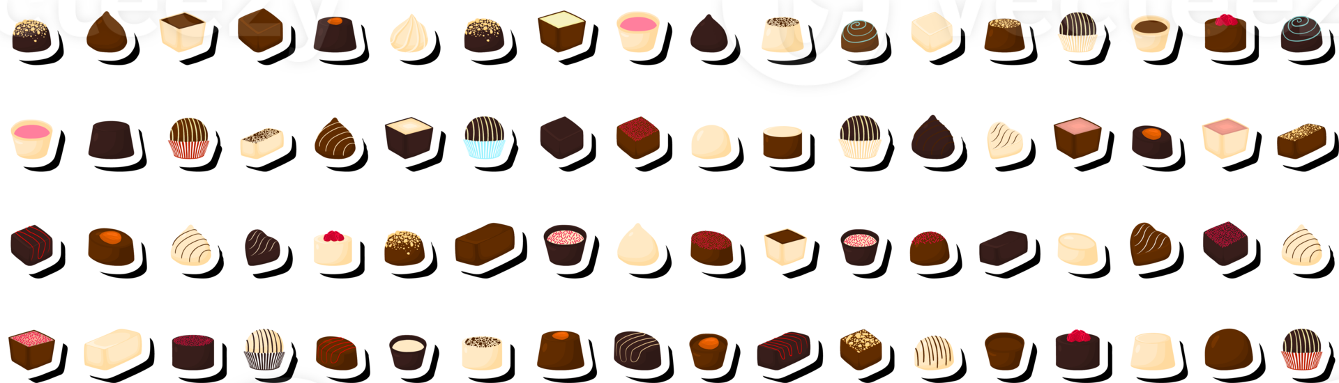 illustrazione sul tema bellissimo grande set cioccolatini dolci caramelle bonbon png