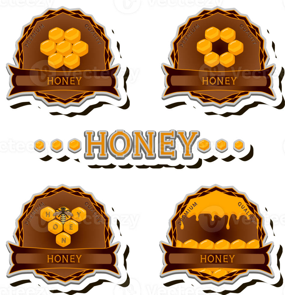 Illustration on theme for label of sugary flowing down honey in