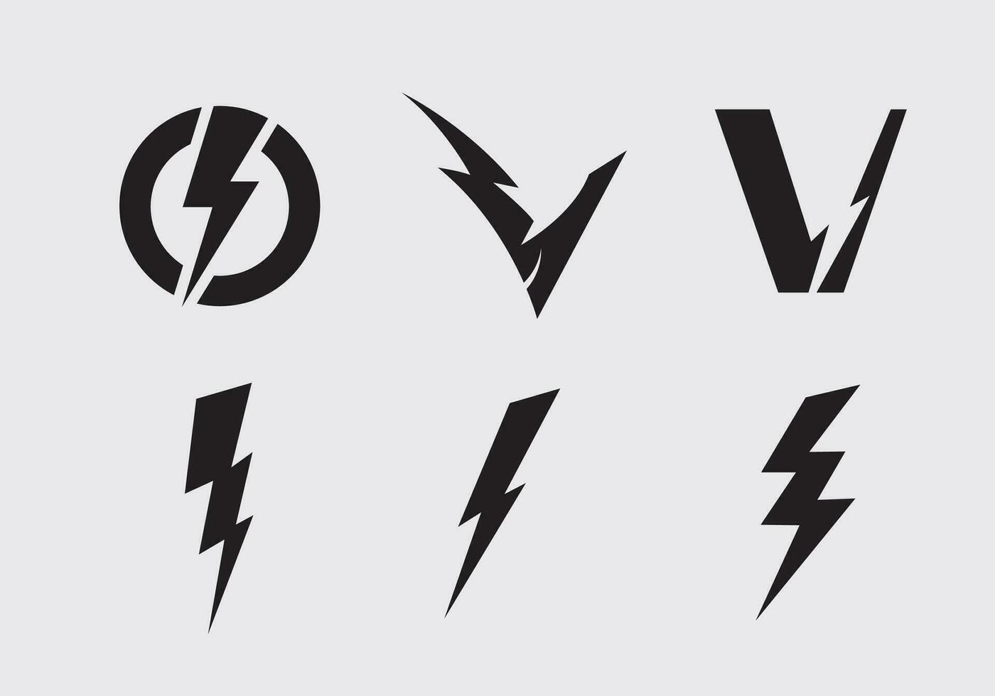 Power thunder vector logo design set idea