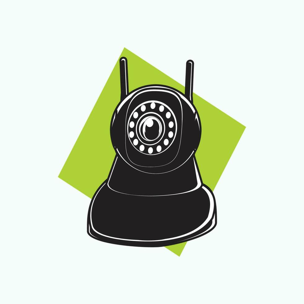 vector ilustración - cctv doble antena Wifi para seguridad sistema - plano silueta estilo