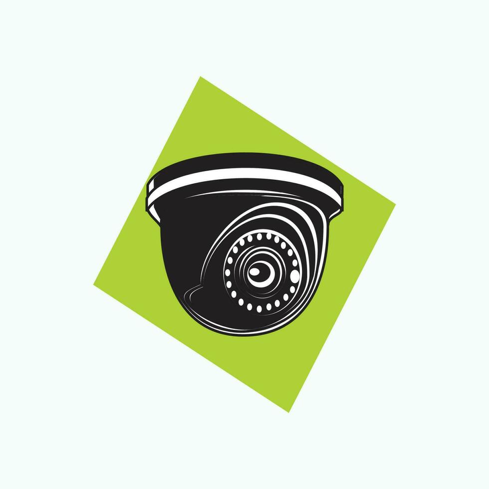 vector illustration - indoor CCTV icon round shaped for security system - flat silhouette style