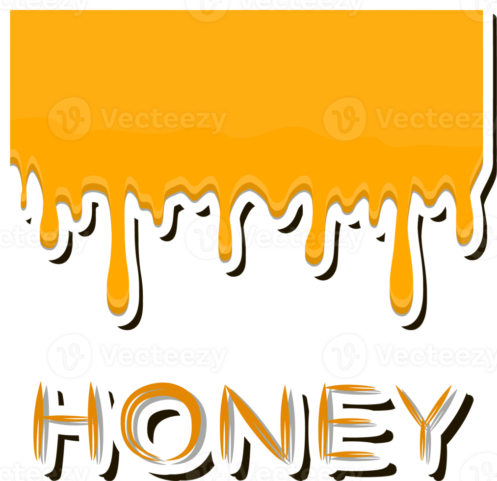 Drop of bee honey drip from hexagonal honeycombs filled with golden nectar png