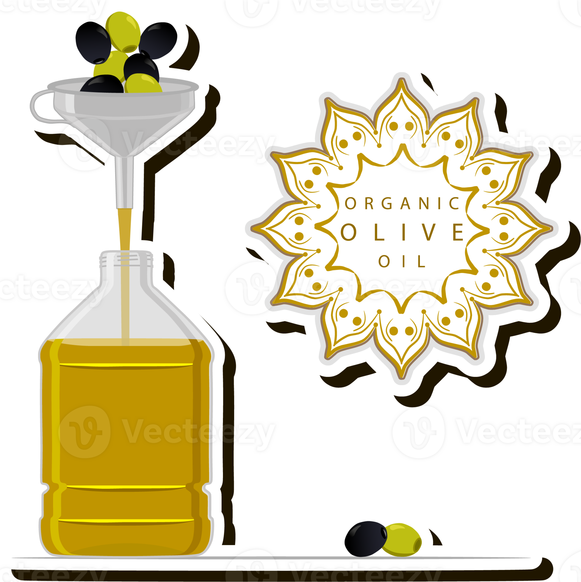 Illustration on theme liquid oil in large glass bottle for cooking food