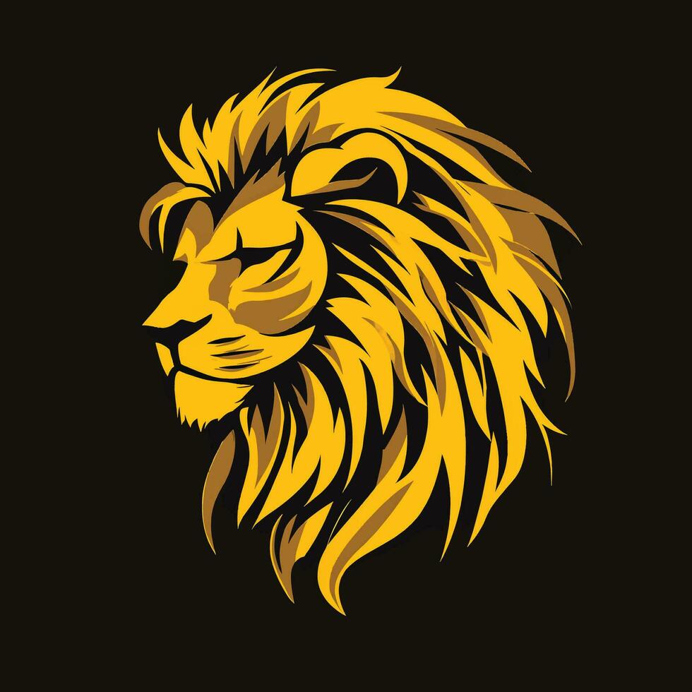 Collection of Elegant Yellow Gold Lion Head Logo Designs for Branding vector