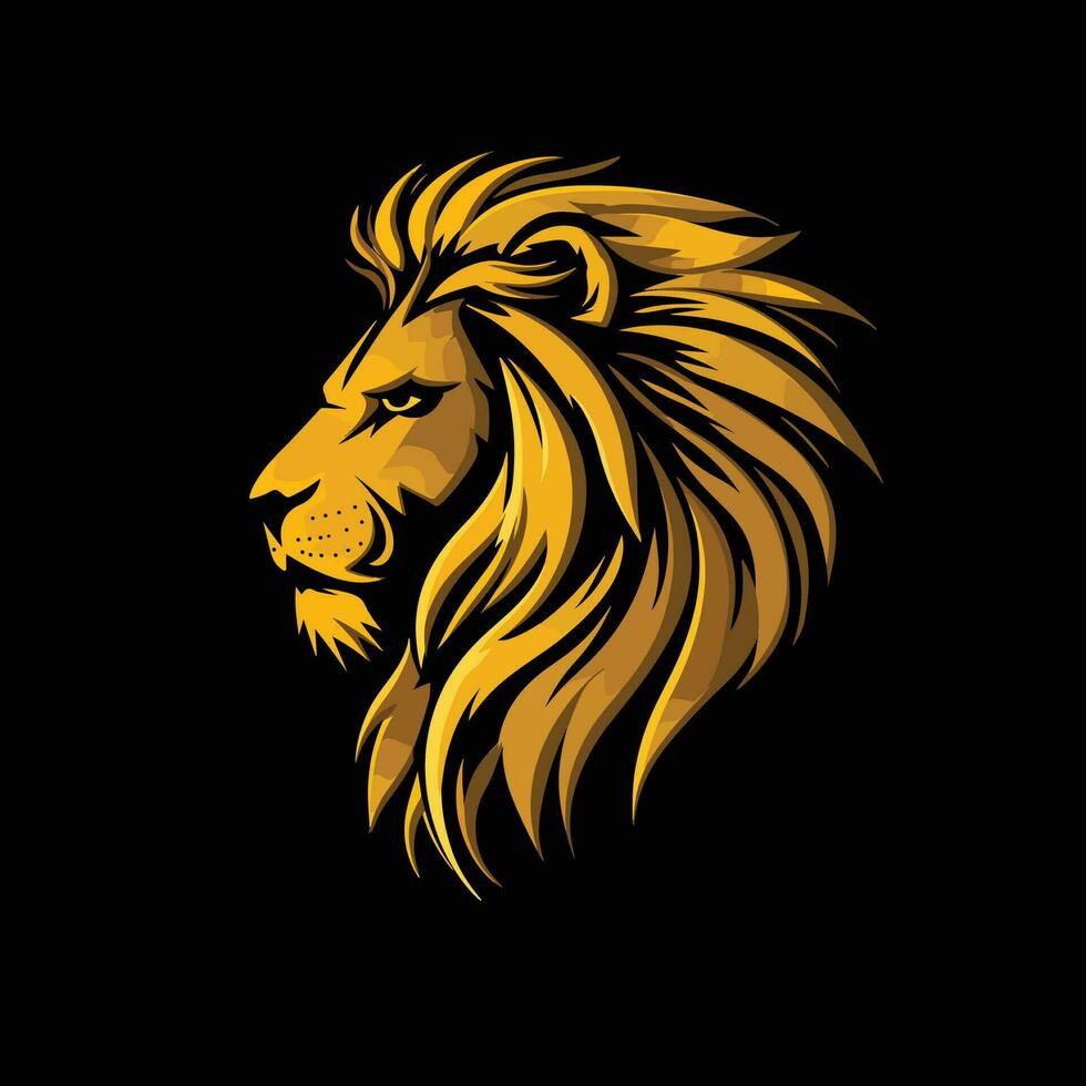 Collection of Elegant Yellow Gold Lion Head Logo Designs for Branding vector