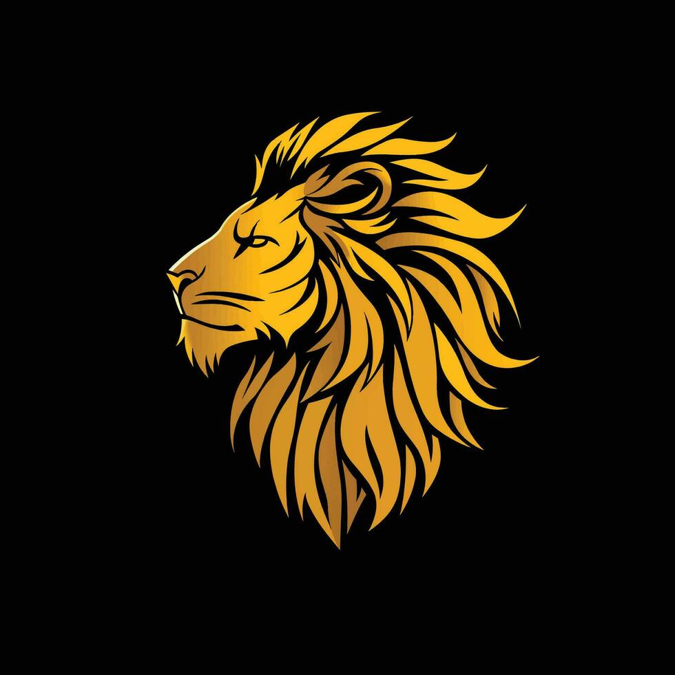 Collection of Elegant Yellow Gold Lion Head Logo Designs for Branding vector