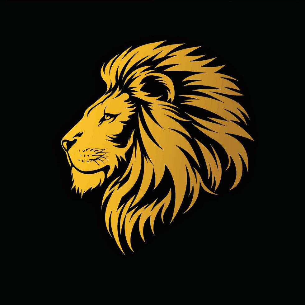Collection of Elegant Yellow Gold Lion Head Logo Designs for Branding vector