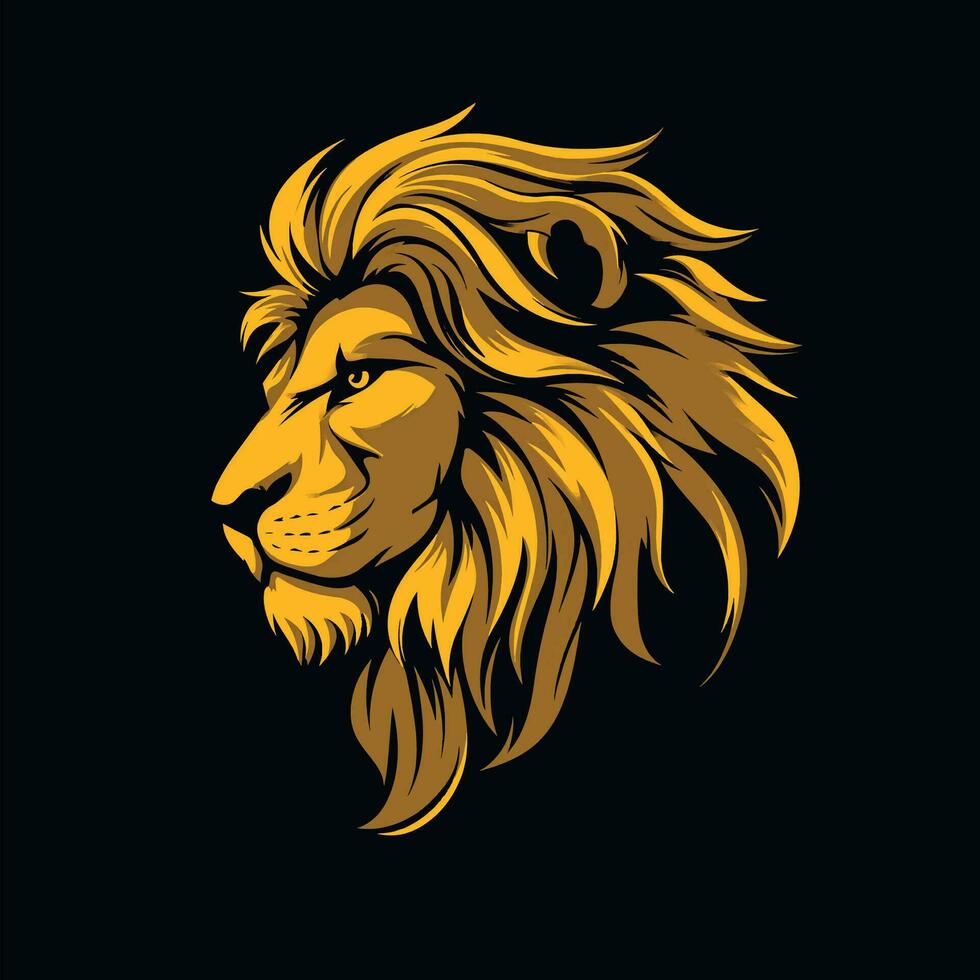 Collection of Elegant Yellow Gold Lion Head Logo Designs for Branding vector