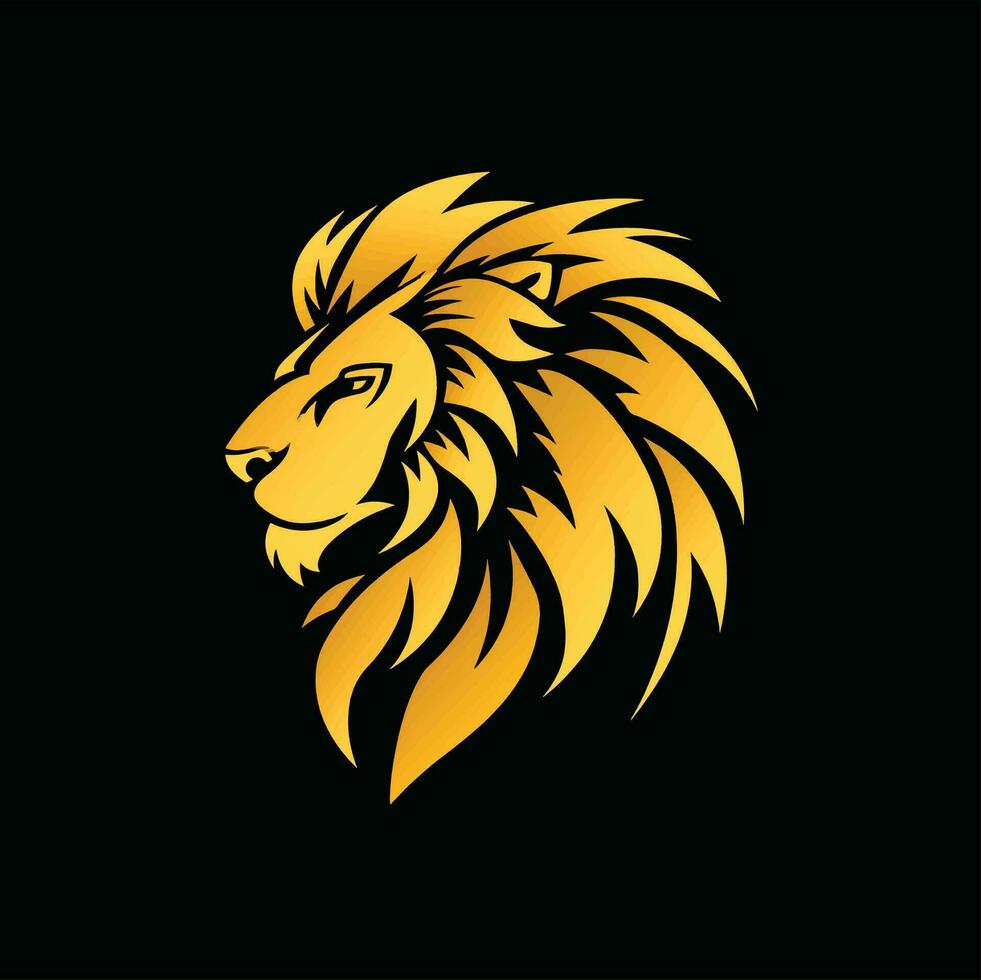 Collection of Elegant Yellow Gold Lion Head Logo Designs for Branding vector