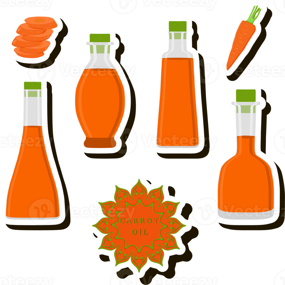 Illustration on theme big set different types liquid oil, bottle various size png