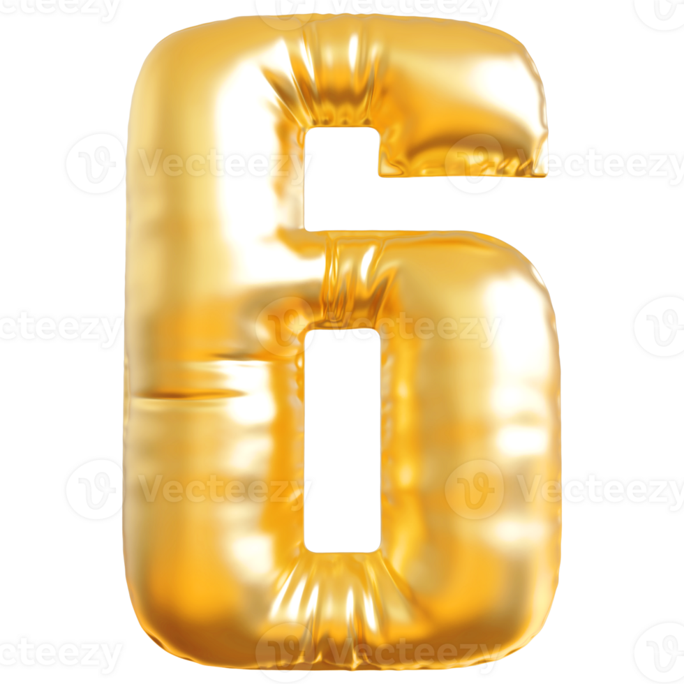 Gold bubble number 6 png