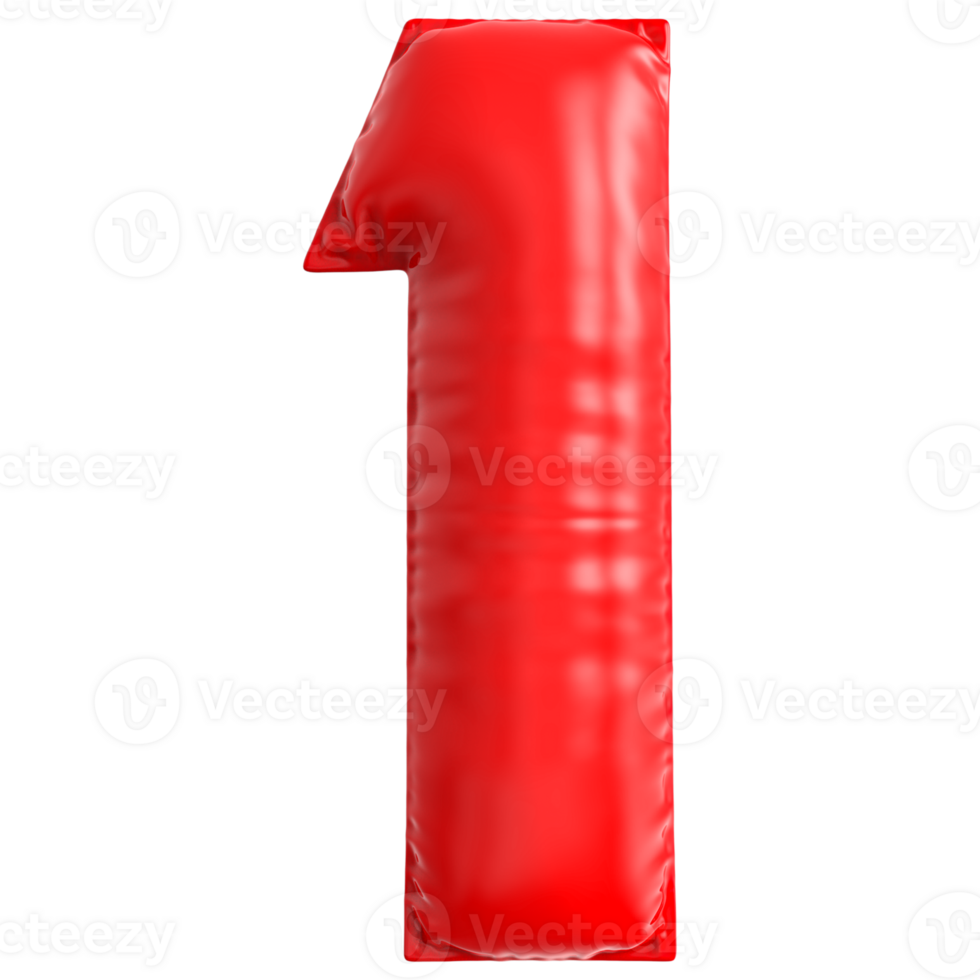 Bubble red number 1 png