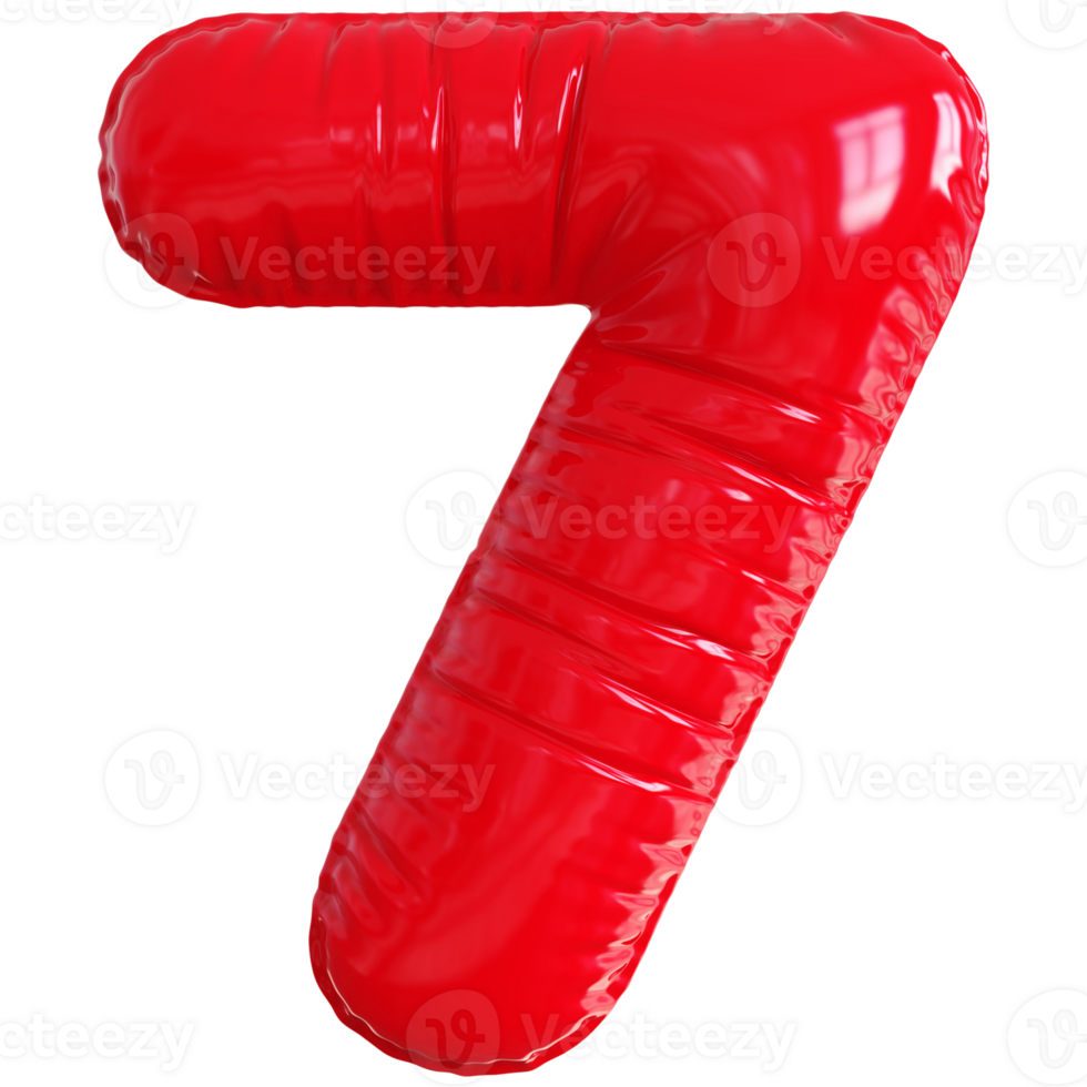 Bubble red number 7 png